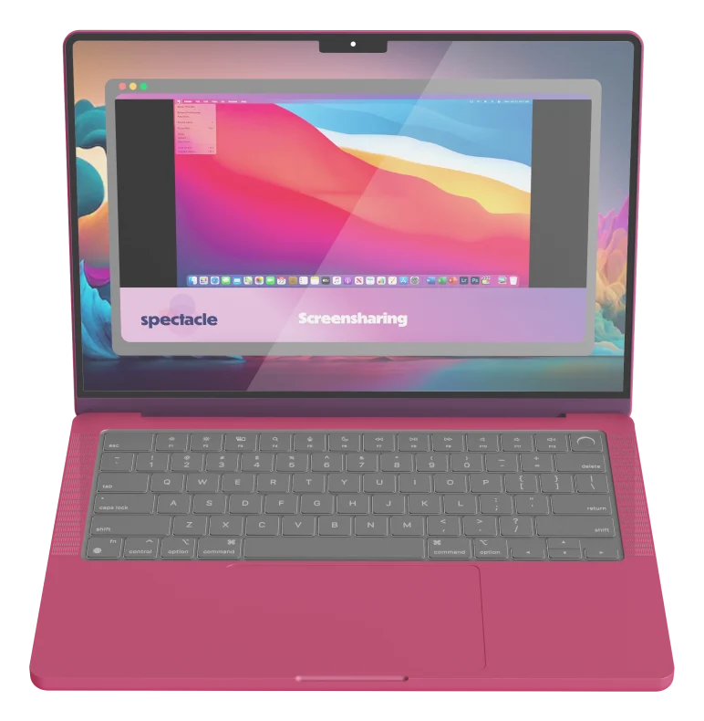 Laptop displaying a Spectacle screen-sharing composition